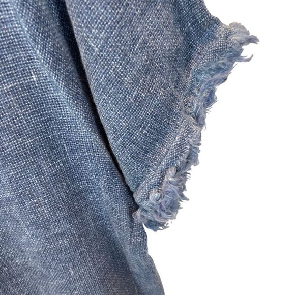 Ladies Venti6 Linen Blend Blue V Neck Raw Hem Blouse Size Medium - Picture 4 of 12